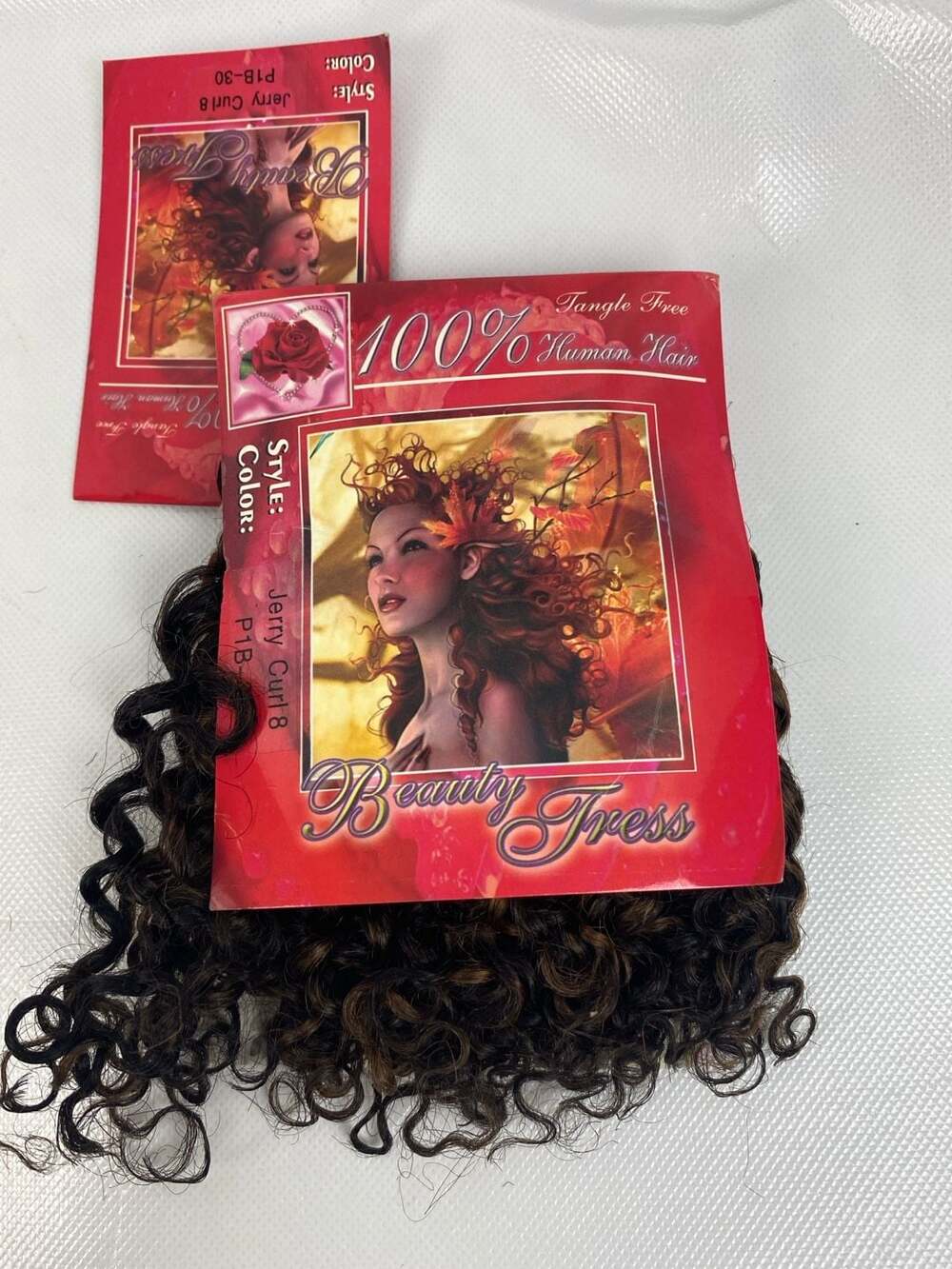 Beauty Tress 100% Human Hair Jerry Curl 8 Extensions Color P1B-30